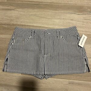 Edikted Women's Black and White Striped Jean Shorts